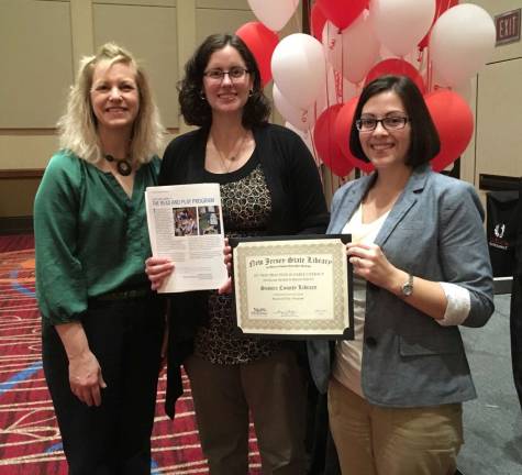 County library receives best practices award Sussex County Library Youth Services Staff, Jenise Sileo, Rachel Burt and Heather Lubchansky, receiving their Best Practices Award from NJ State Librarian Mary Chute and State Library Youth Services Consultant Sharon Rawlins.