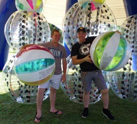 During the day, Knockerball in a shaded tent area was available on an hourly basis under the supervision of Skylands&#xfe;&#xc4;&#xf4; employees Eric Alverez and Jeff Peine.