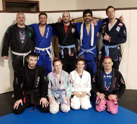 Back Row, from left: Kevin Johnson, Max Pagerie, Brian Roth, Greg Frey, Ken Powell; Front Row (L to R): Instructor Jim Fitzpatrick, Brooke Fahey, Jeany Lally, Professor Sean Santella