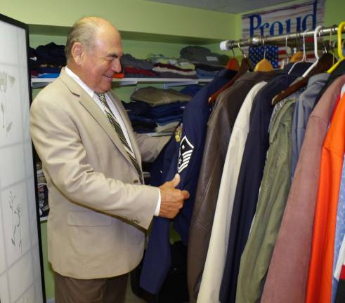Vietnam War Veteran and Sussex County Freeholder Richard Vohden discovered a military uniform while looking through a clothing rack at the CFCS Veterans Closet.