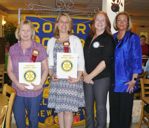 The Wallkill Valley Rotary Club is pleased to induct 3 new members. It is a growing club, meeting Thursdays at Tony&#x2019;s Pizza, Hardyston at 12:15 for lunch. For information, call Mary Ann at 973-875-9518. Pictured are, left to right, Brenda Loughery, Michelle Corbett-Rivielle, Mary Ziegler, and president Alexis Horvath.
