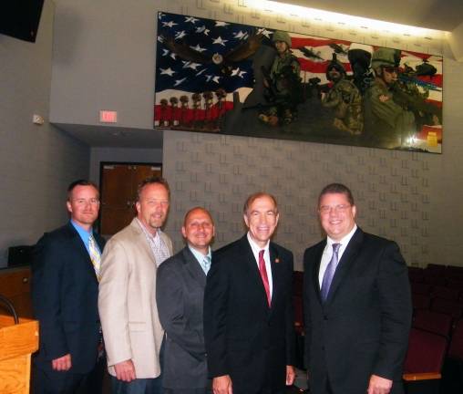 Photos by Viktoria-Leigh Wagner High Point Regional High School Principal Jonathan Tallamy, Arthur Frisbie, Board of Education President Paul Derin, U.S. Rep. Scott Garrett and Superintendent Scott Ripley are shown.