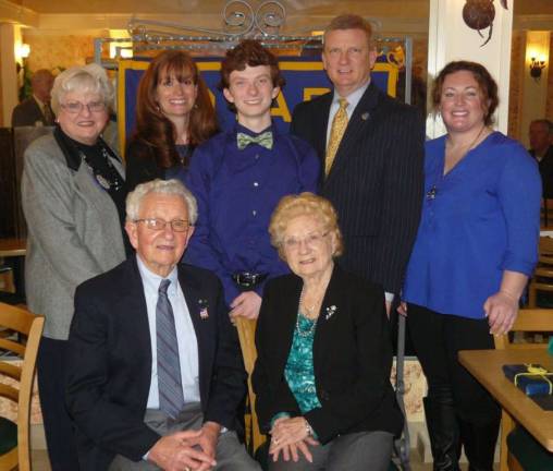 The Wallkill Valley Rotary Club recently named its student of the month, Dylan Koch, of Wallkill Valley High School. Shown from top left are: Mary Ann Seeko, Rotarian, Mary Frances and Francis Koch, parents, Dylan Koch, Lauren Donahue, guidance counselor. Seated are Grandparents Paul and Helen Koch. the club meets every Thursday 12:15-1:30 p.m. at Tony's Pizzeria on Route 94, Hardyston. For information on our club, call Mary Ann at 973-875-9518.