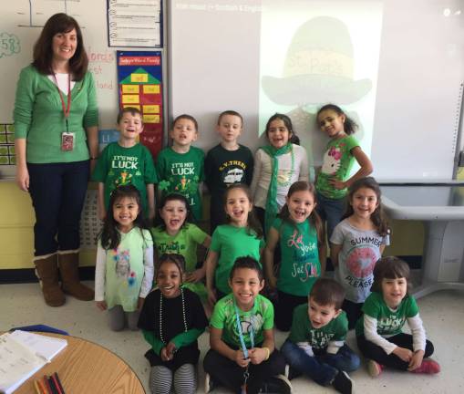 Students in Tara Scrittore&#xfe;&#xc4;&#xf4;s kindergarten class in Hamburg School had a surprise visit from a mischievous leprechaun after lunch. All the chairs were tipped, Irish music was playing, and there was green confetti everywhere.