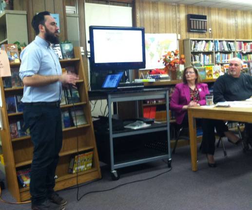 Photo by Laura Marchese Bill Feeney from Trans Options Corp. speaks to the Franklin Board of Education.