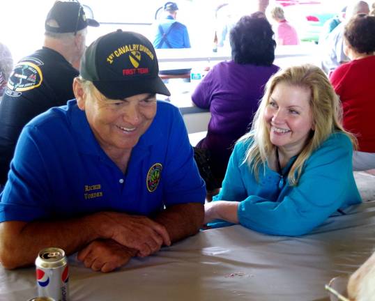 Photo by Chris Wyman Army Veteran and Freeholder Director Richie Vohden and his wife Faith shared stories with veterans and their families during the Sussex County Veterans&#xed; Picnic at the American Legion Post in Wantage.