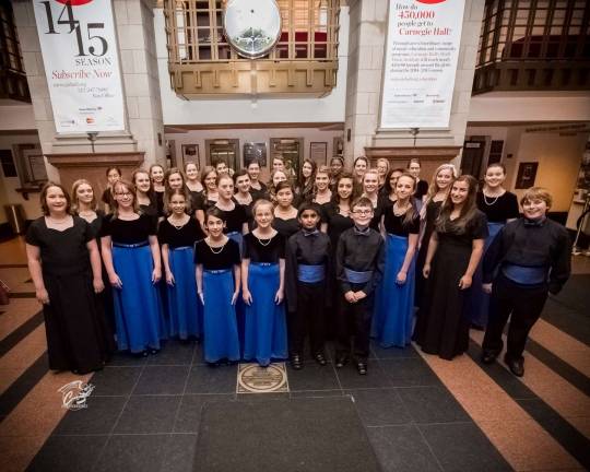 The members of the Children&#x2019;s Chorus of Sussex County prepare to perform at Carnegie Hall. Credit, Torri Koppenaal of Crazy 3 Photography.