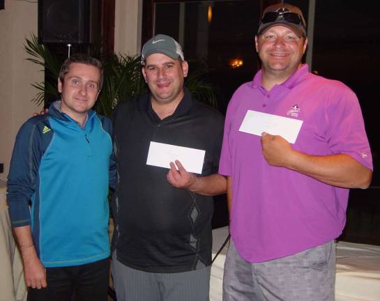 2nd June Member Appreciation Champions Joseph Shields and Michael Clohessy with Ballyowen GM Mark Mellilo show their prizes.