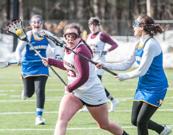 Holly Lutz is shown on the Norwich women's lacrosse team.