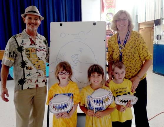 Pictured, from left, are: Bruce Hale, Audrey Newsome, Francesca Federico, Henry Curcio, Sue Ploch, school librarian.