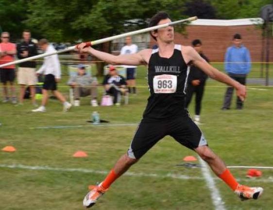 Photo courtesy Daniel Kimple Ryan Gebhart is shown throwing the javelin at the state meet of champions.