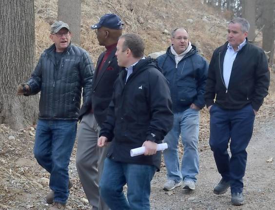 Dump site owner to pay for soil testing Vernon Township Council President Harry Shortway speaks with Mayor Howard Burrell and U.S. Rep. Josh Gottheimer at the dump site in February, while PAID chairman Martin O'Donnell talks to Assemblyman Hal Wirths (Photo by Mike Zummo)