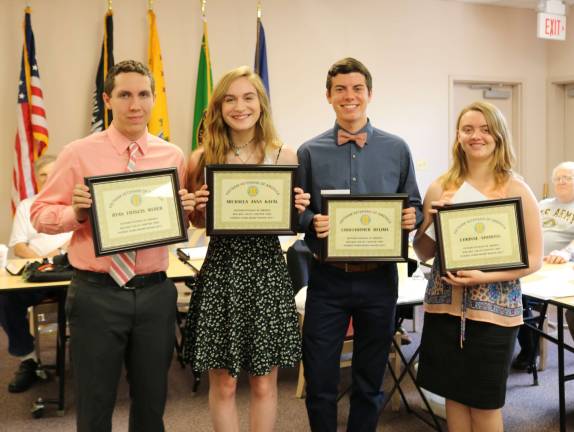 PHOTOS BY MARK LICHTENWALNERFrom left, Ryan Weber, Michaela Kayal, Christopher Delima, and Corinne Simmons each received a $1,000 Scholorship from the Vietnam Veterans of America.