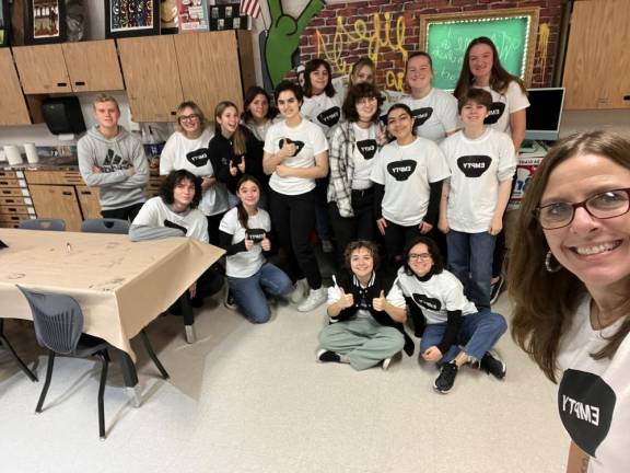 Left to right, bottom to top-Advisor Amy Fairweather, Adrianna Barone, Ashleigh Pokrzywa, Sydney Corban, Tyler Pullins, Georgia Wheeler, Jadeline Pulecio, Caleigh Stone, Amanda Barone, Elizabeth Byra, Allie.