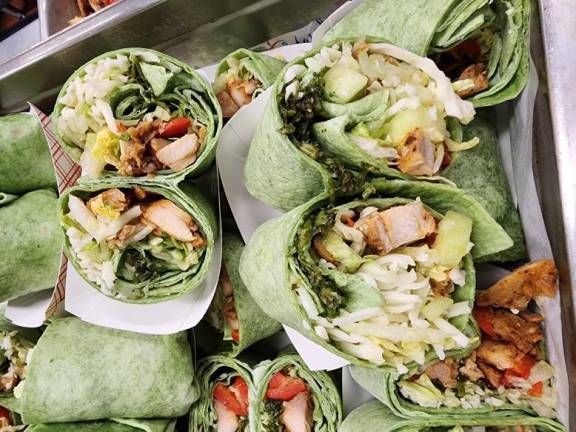 The year school kids got a taste of local Spinach wraps served in the Sparta school district include shredded Jersey Girl cheese and local produce. Photo provided