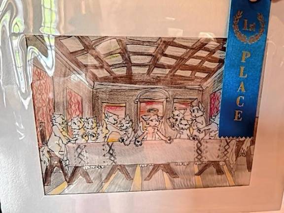 Ogdensburg art students honored The Cat Supper’ by eighth-grader Cassidy Lairson.