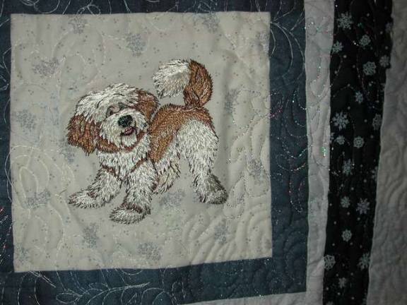 Area sewing clubs needle away A cute dog pattern.