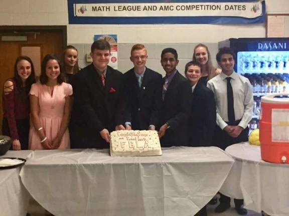 The following members of the Wallkill Valley Regional High School chapter of Future Business Leaders of America (FBLA) were installed as the 2017-2018 local chapter officers at the 2018 Installation Dinner on May 17: (left to right) Riley Cunniffe, Francesca Ciasullo, Emma McGuire, Zach Dora, Garett Koch, Harshil Bhavsar, Ricky Limon, Hannah Sekelsky, and Abhishek Patel.