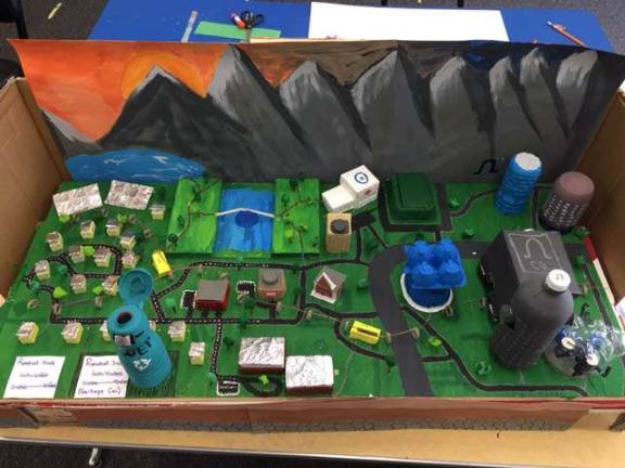 Franklin students create future city Aerial view of the model