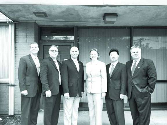 Sussex Bank assists Meadowlands YMCA Joe Lomoriello, Vice President Commercial Loans at Sussex Bank; Kurt Breitenstein, Executive Vice President/Chief Lending Officer at Sussex Bank; Anthony Labozzetta, President & CEO of Sussex Bank; Jane A. Egan, Chief Executive Officer for the Meadowlands Area YMCA; Joe Min, Development Director for the Meadowlands Area YMCA; and Rene Miranda, Senior Vice President Commercial Loans at Sussex Bank.