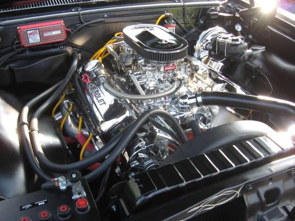 Spectators can view one super clean Ford classic car engine.