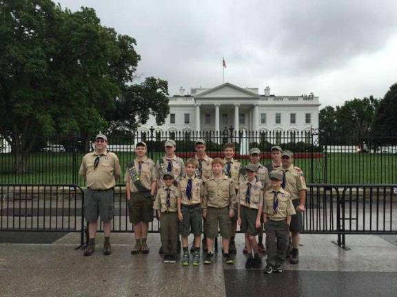 Photos provided Franklin Troop 90 stops for a picture outside the White House.