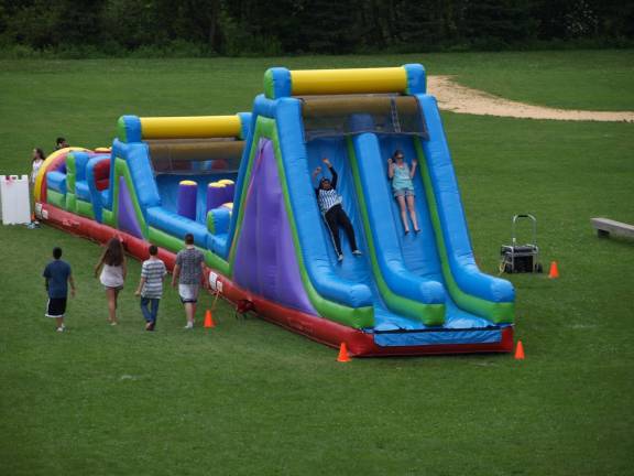 An inflatable obstacle course was one of the activities offered at the Teen Canteen Saturday.