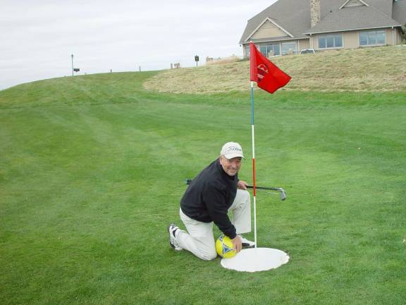 Team Ballyowen wins footgolf championship Photo submitted by John T. Whiting Andrew Tarentino removes his ball after scoring a birdie on the 9th hole to share the win