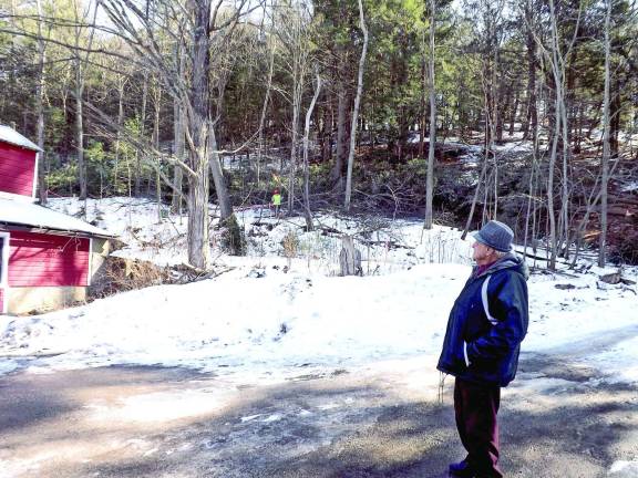 Pipeline plan takes long way around Photo by Thomas Bias George Feighner observing the deforestation of his property by cutting crews.