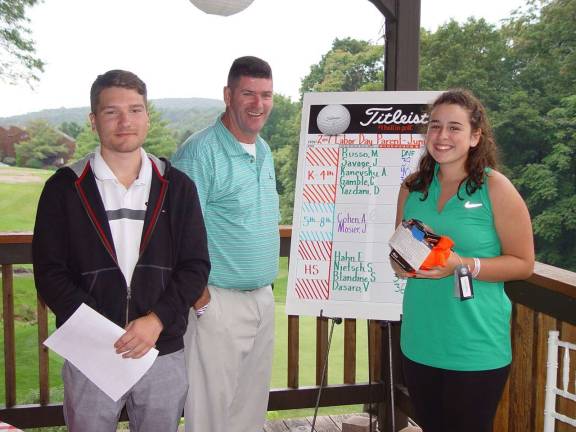 Erin Hahn and dad Brian accept the prize for High School Division presented by Minerals GC Event Coordinator Nick VanDerlofske.