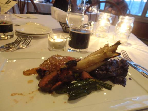 Mohawk House and Kane Brewing team up for beer dinner The main course: Ancho espresso rubbed bison, paired with Kane Port Omna.