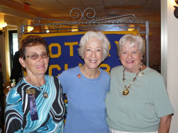Sharon Hosking, left, Mary Ann Seeko, right, Wallkill Valley Rotarians, with Past District Governor Karien Ziegler from Rotary District 7470 who spoke on World Polio Day on Oct. 24.