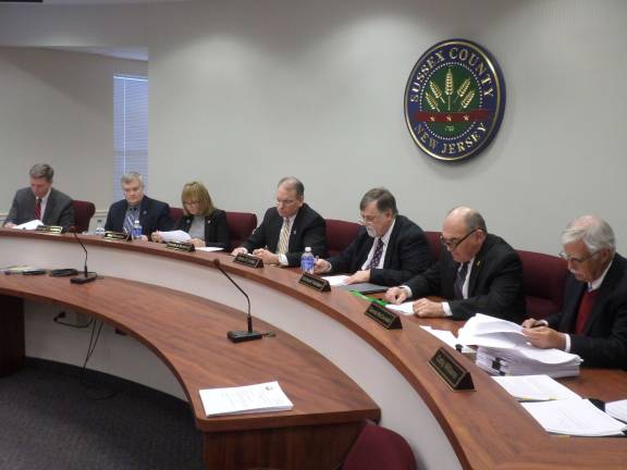 Sussex County Freeholder George Graham (second from left) has called for the resignation of Sussex County Counsel Dennis McConnell (far right). Photo by Nathan Mayberg