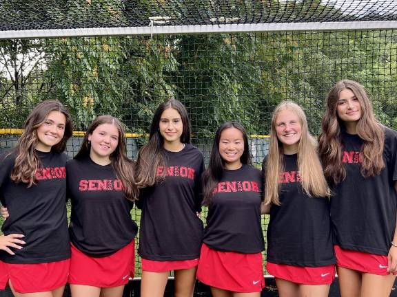 Seniors on the team are, from left, Hailey White, Zofia Guida, Giselle Monroig, Steph Gianuzzi, Hanna Gardner and Mia Mastros.