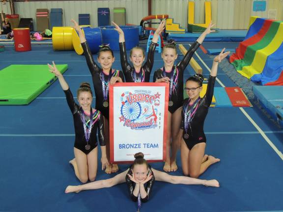 Local gymnasts win competitions Photos courtesy of Westys Gymnastics From left, Sabrina Dispenziere, Samie Copley, Elizabeth Byra, Lexi Ingoglia, Adrienna Barone and, in front, Moya Lynch
