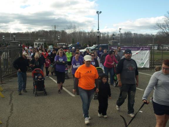 Walking for premature babies Many of the walkers hugged themselves to stay warm at 9 a.m. Sunday.