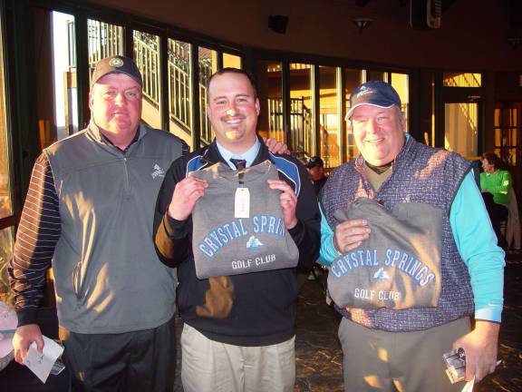 Crystal Springs hosts first member tournament of season Photo by John T. Whiting Event WinnersBrett Trenkmann, Crystal Spring’s Event Coordinator Tom Dyer and Bruce Hinchman