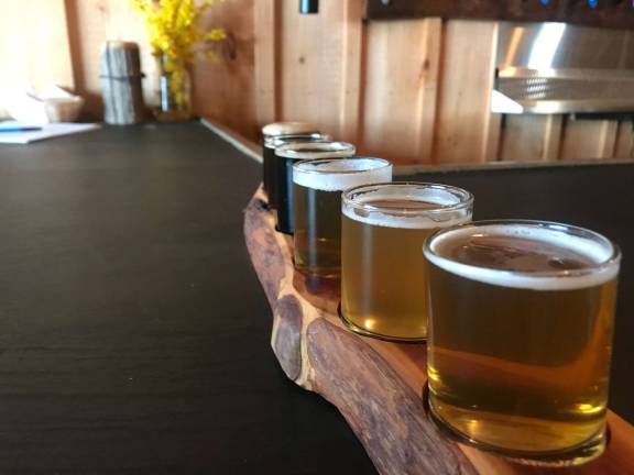 A flight from Westtown Brew Works. During the Brew Hop, attendees will receive a flight at each brewery.