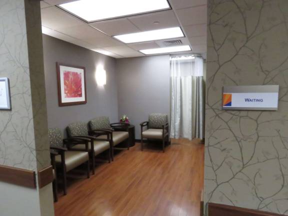The new center offers a private waiting area for patients.