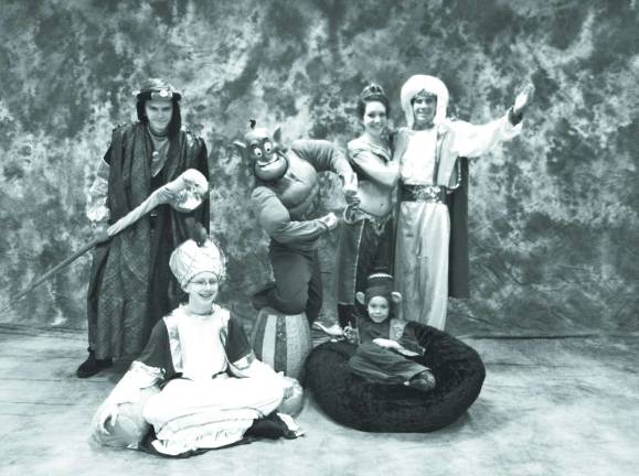 Performing Arts Awards and Scholarships presented The Cast of the Aladdin: Jafar, Brian Losco (Vernon); Sultan, Ryan Shinall (Hamburg); The Genei, Emily Moreno (Vernon); Jasmine, Brooke Harrsch (Vernon); Aladdin, Ethan Kimball (Vernon); and Abu, Chance Decker (Hamburg).