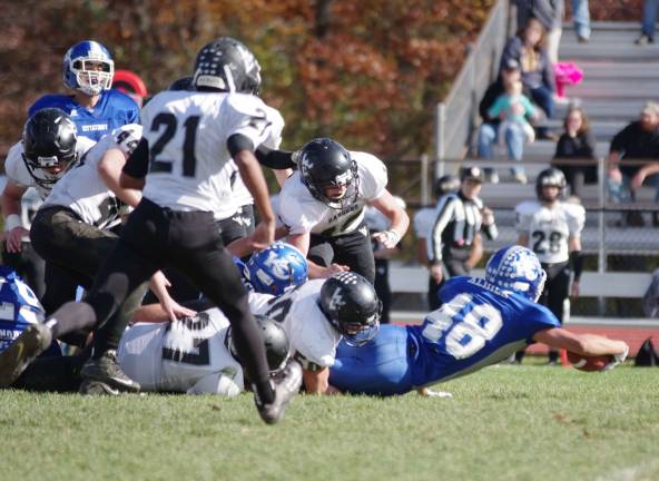 Kittatinny running back Josh Klimek stretches out with the ball. Klimek rushed for 142 yards and scored three touchdowns.
