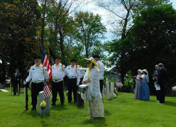 1- The Honor Guard of American Legion Lt. Charles A. Meyer Post 86 of Newton, the Chinkchewunska Chapter of the Daughters of the American Revolution, and members of Harmony Lodge No. 8 F&amp;AM prepare to take part in a memorial service for Revolutionary War heroes at the Old Newton Burial Ground on Saturday, May 18, 2019. (Photos by Mandy Coriston)