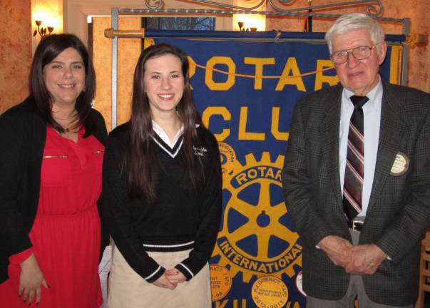 Pope John guidance counselor Ann Lopez, Isabel Murdock, with Wallkill Valley Rotary acting president Ken Wentink