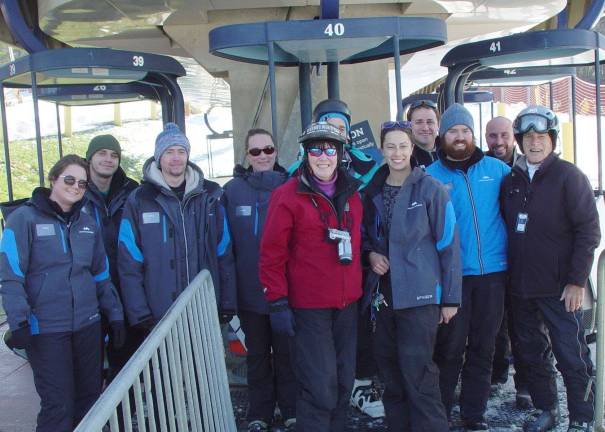 Mountain Creek opens for season Buffy & John Whiting join the Lift Ops staff supervised by Melissa Baker, Pierson Krass, Marketing Director & On Snow Program Director Tim Stone for a photo prior to opening the Cabriolet lift on opening day.