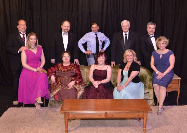 Photo provided The cast of the Cornerstone playhouse production of Neil Simon's &quot;Rumors.&quot; Pictured: (front row) Sarah Leonardo, Lynda Manyak Kolvik, Louanne Bright, Anmarie Digiovanni, Cathy McKay. (back row) Raymond Ayers, Lou Cerny, Roseann Impellizzeri, James Jim Berkheiser and Thomas Gomez.