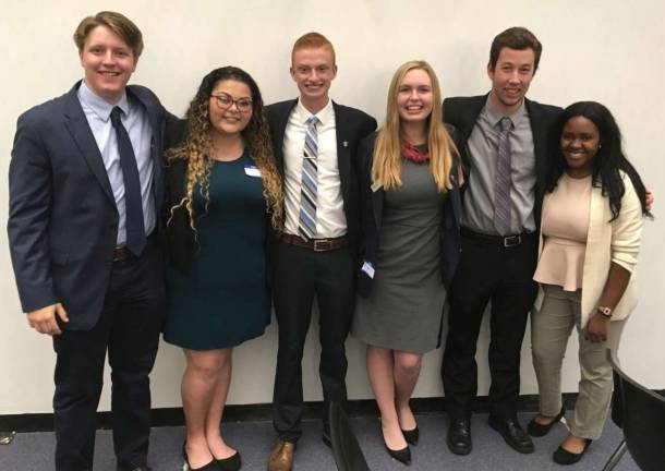 Tyler Small, Kayla Bifano, Garett Koch, Anastasia Schroeder, Drew Langenfeld, and Kaitlyn Taylor represented the Wallkill Valley chapter of FBLA at the 2017 Northern Region Summit at Parsippany Hills High School on October 5, 2017.