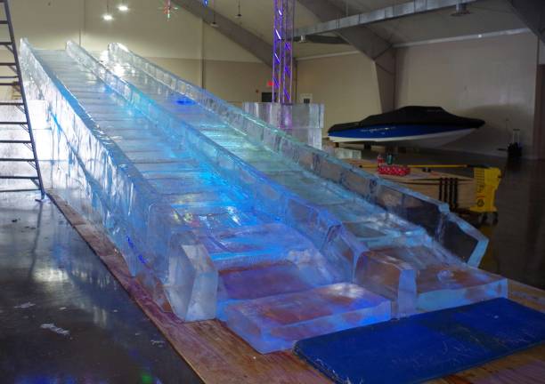 This huge 50-foot-long ice tandem slide will be a favorite of the children.