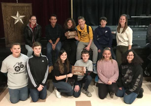 Franklin students succeed at STEM competition Pictured 7th and 8th grade students with their awards.