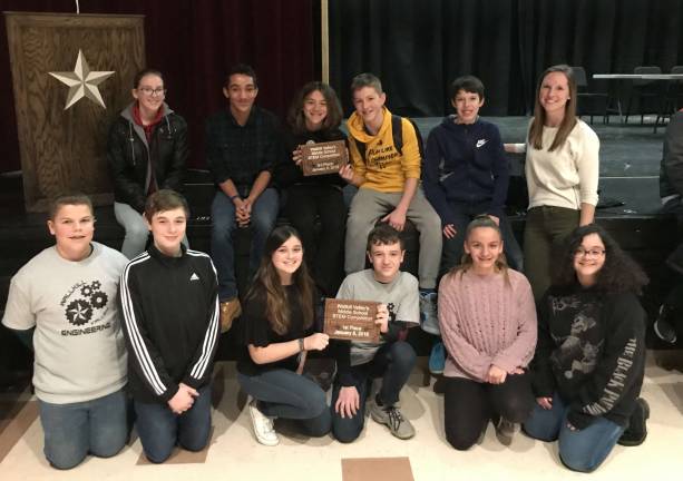 Pictured 7th and 8th grade students with their awards.