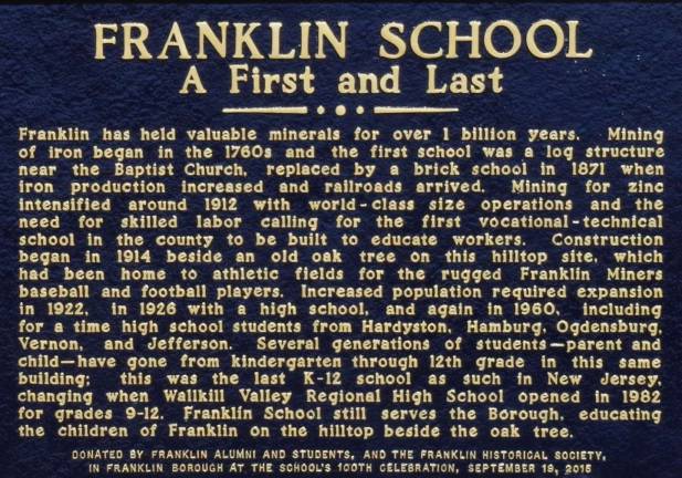 As the official Sussex County plaque recognizing the Franklin School was unveiled, doves were released to fly above the crowds.